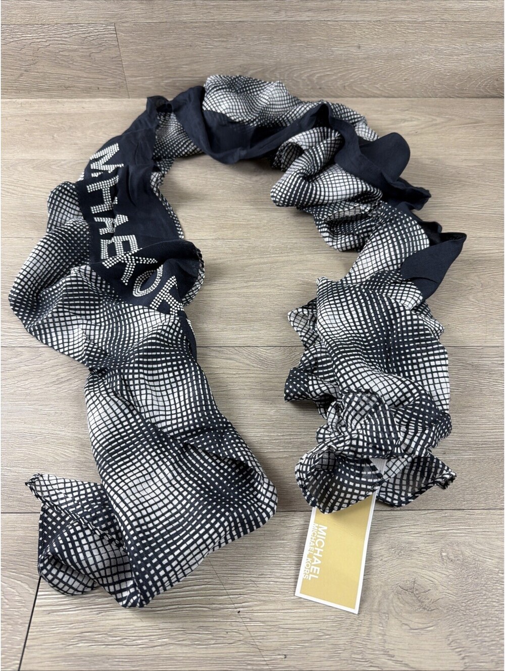 Michael Kors White and Black Scarf One Size Unisex 100% Modal